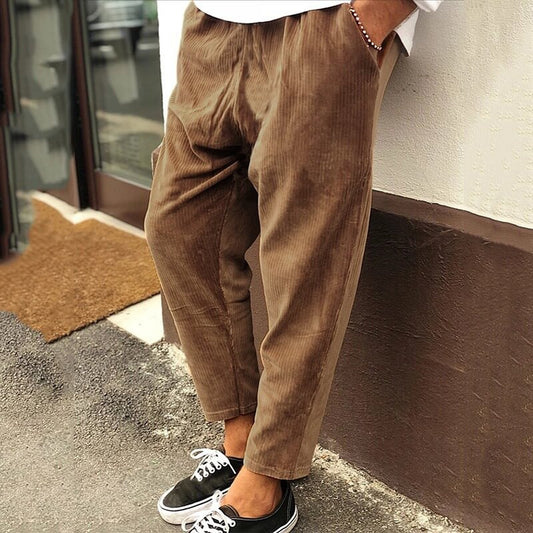Herren Cordhosen Loose Fit Beige - Eveloria
