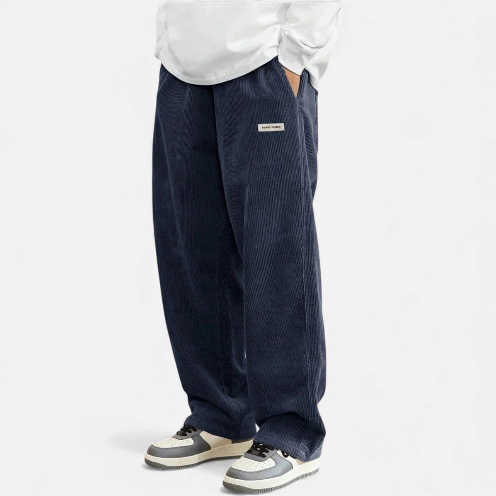 Cordhosen – Lässig – Lockere Passform – Baggy-Hosen – Herren-Cordhosen-Blau-S-Chaps Herrenmode