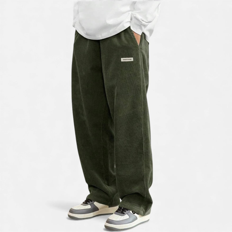 Herren Cordhosen Lässig Baggy Passform Beige - Eveloria