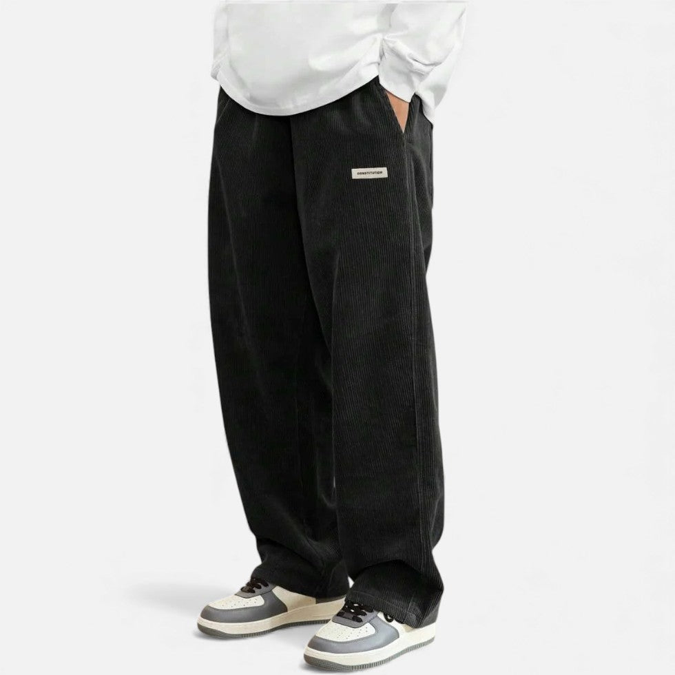 Cordhosen – Lässig – Lockere Passform – Baggy-Hosen – Herren-Cordhosen-Schwarz-S-Chaps Herrenmode