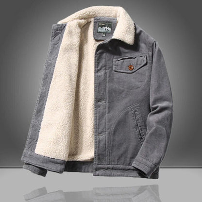 Herren Winterjacke Fleecegefüttert Cord Schwarz - Eveloria