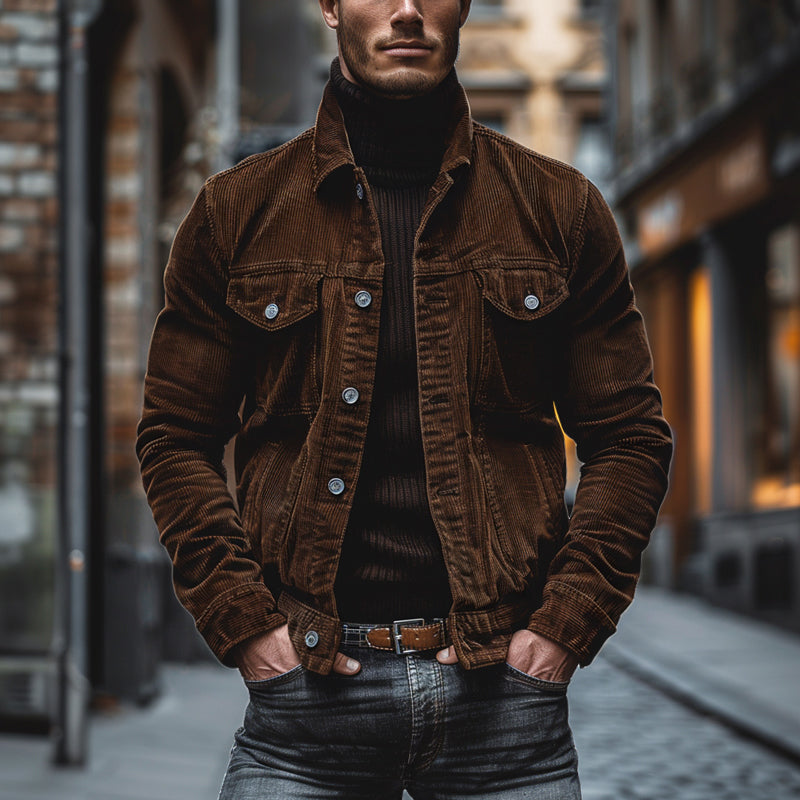 Herren Übergangsjacke Knöpfe Regulär Braun - Eveloria