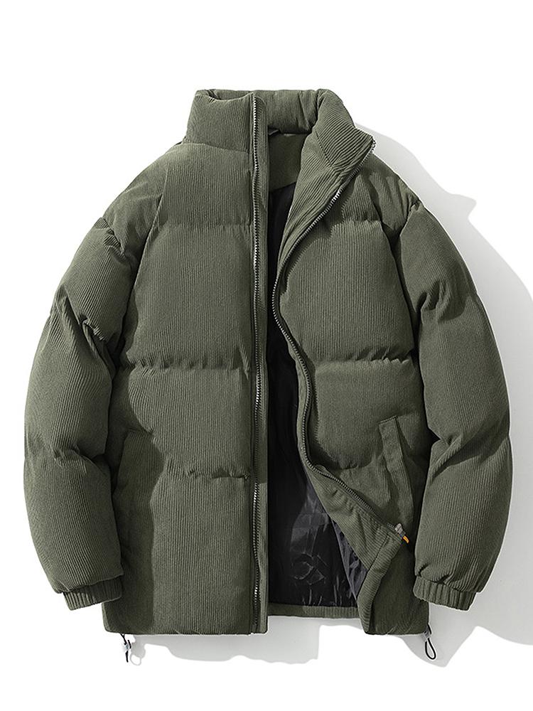 Herren Pufferjacke Warm Wattiert Winterjacke Schwarz - Eveloria