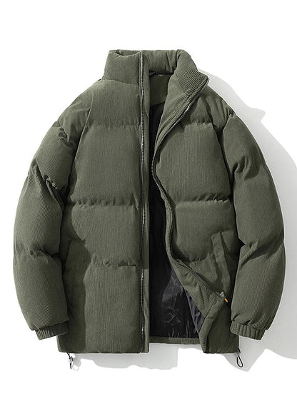Herren Pufferjacke Warm Wattiert Winterjacke Schwarz - Eveloria