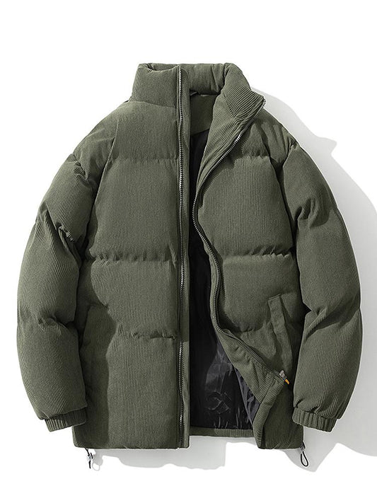 Herren Pufferjacke Warm Wattiert Winterjacke Schwarz - Eveloria