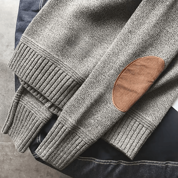 Eveloria Herren Pullover Corduroy Ellenbogenpatches Langärmlig - Eveloria