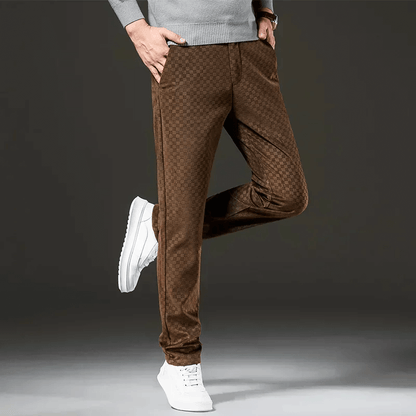 Herren Cordhose Corduroy Hochtaillierte Kariert - Eveloria