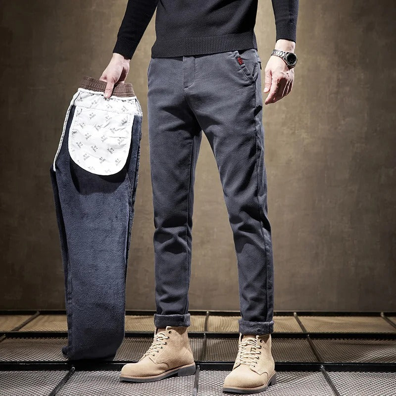 Herren Cordhosen Slim Fit Fleece
