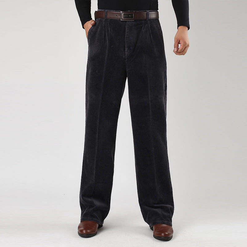 Herren Cordhose Weit Bequem Schwarz - Eveloria