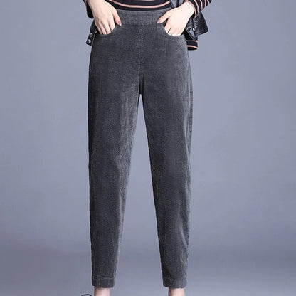 Eveloria Damen Cordhosen Elastischer Bund