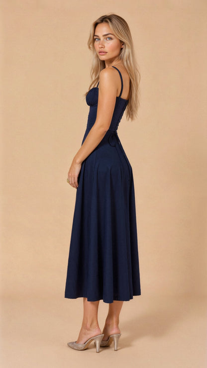 Damen Korsett Midikleid Fließender Rock