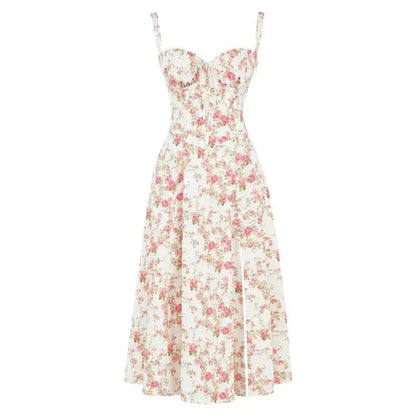 Damen Korsett Midikleid Fließender Rock