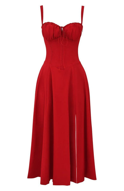 Damen Korsett Midikleid Fließender Rock