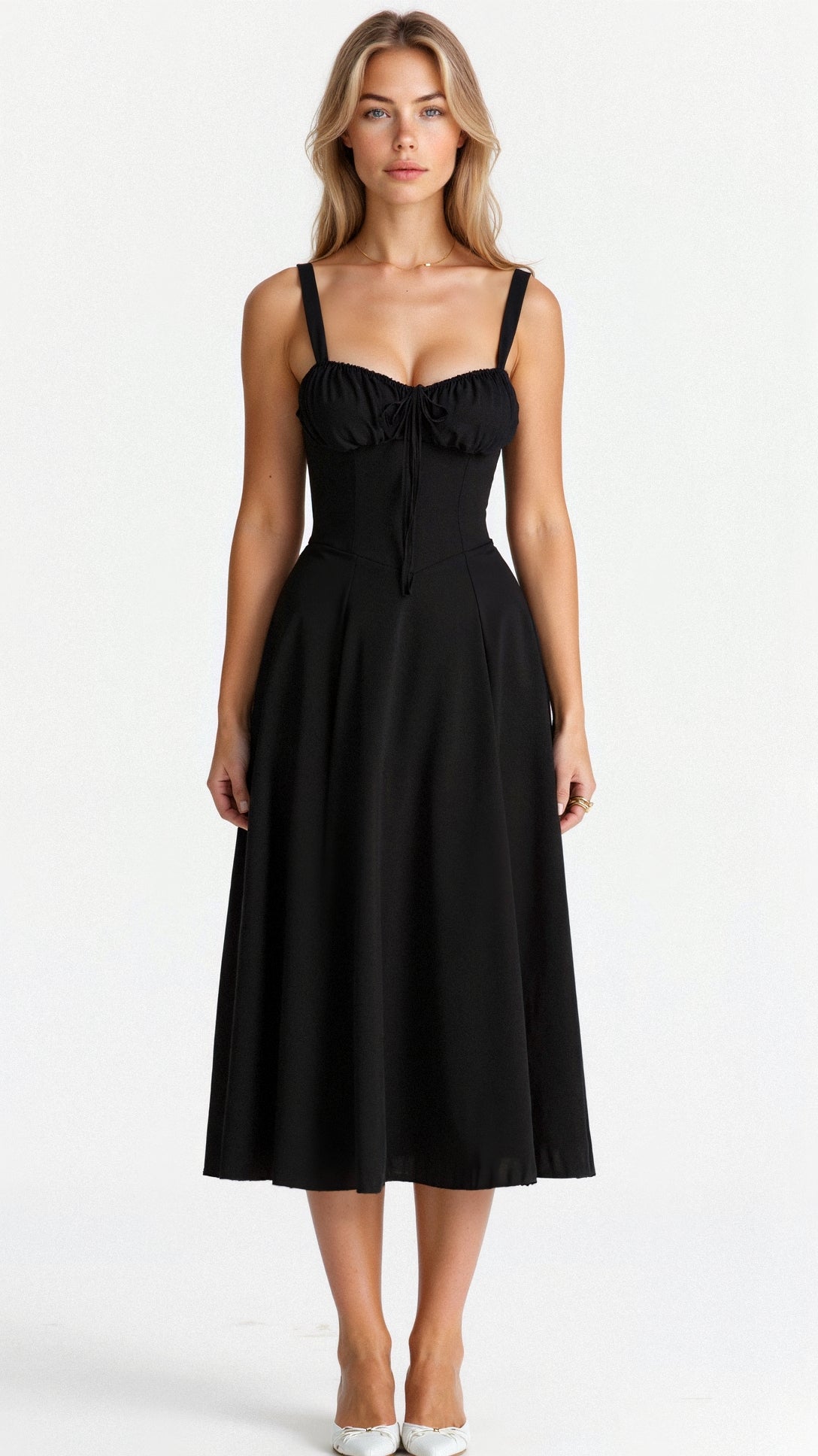 Damen Korsett Midikleid Fließender Rock