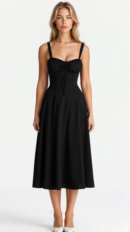 Damen Korsett Midikleid Fließender Rock