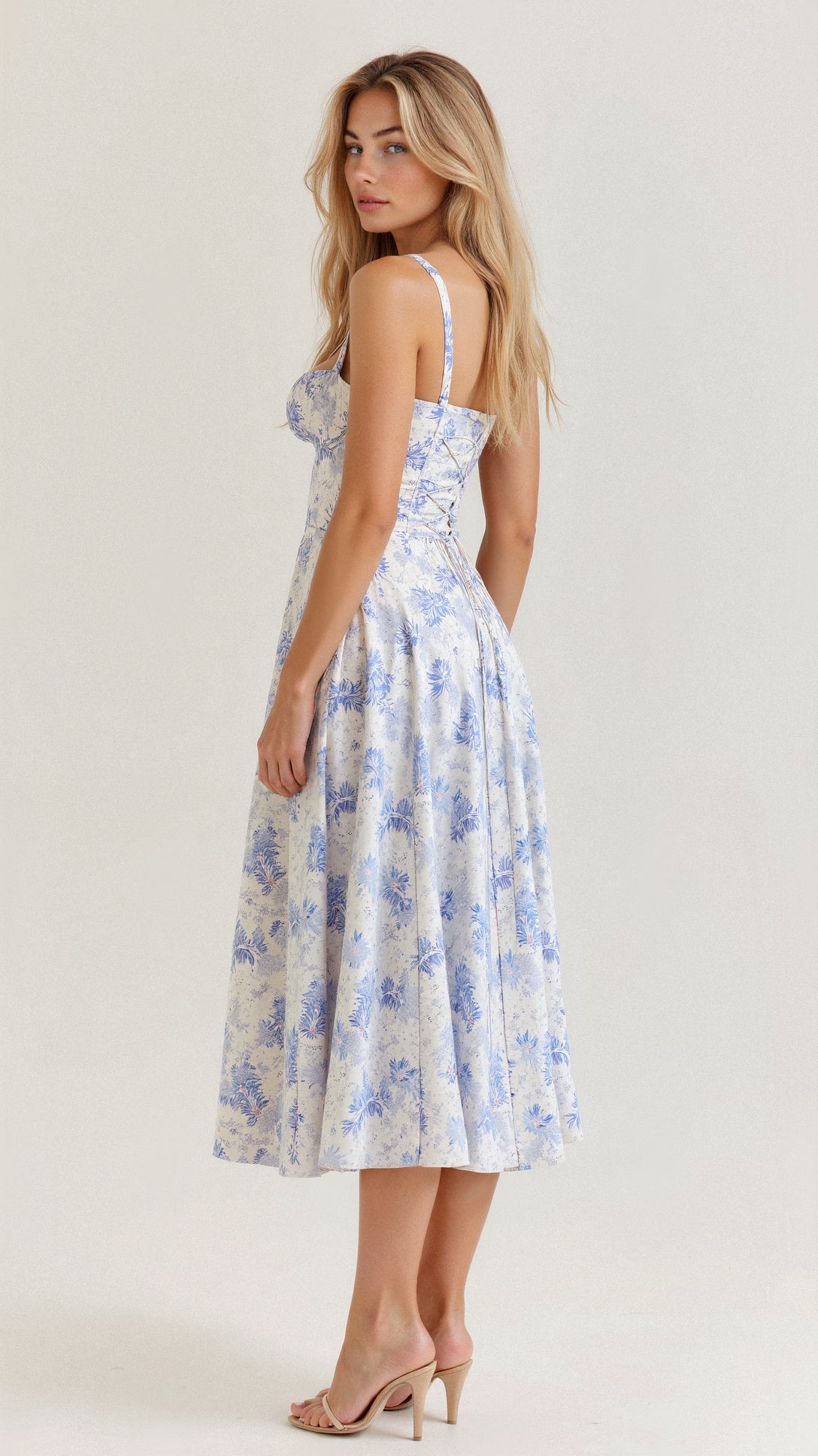 Damen Korsett Midikleid Fließender Rock
