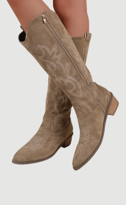Herren Cowboy-Boots Wildleder Braun Westernstil - Norvielle