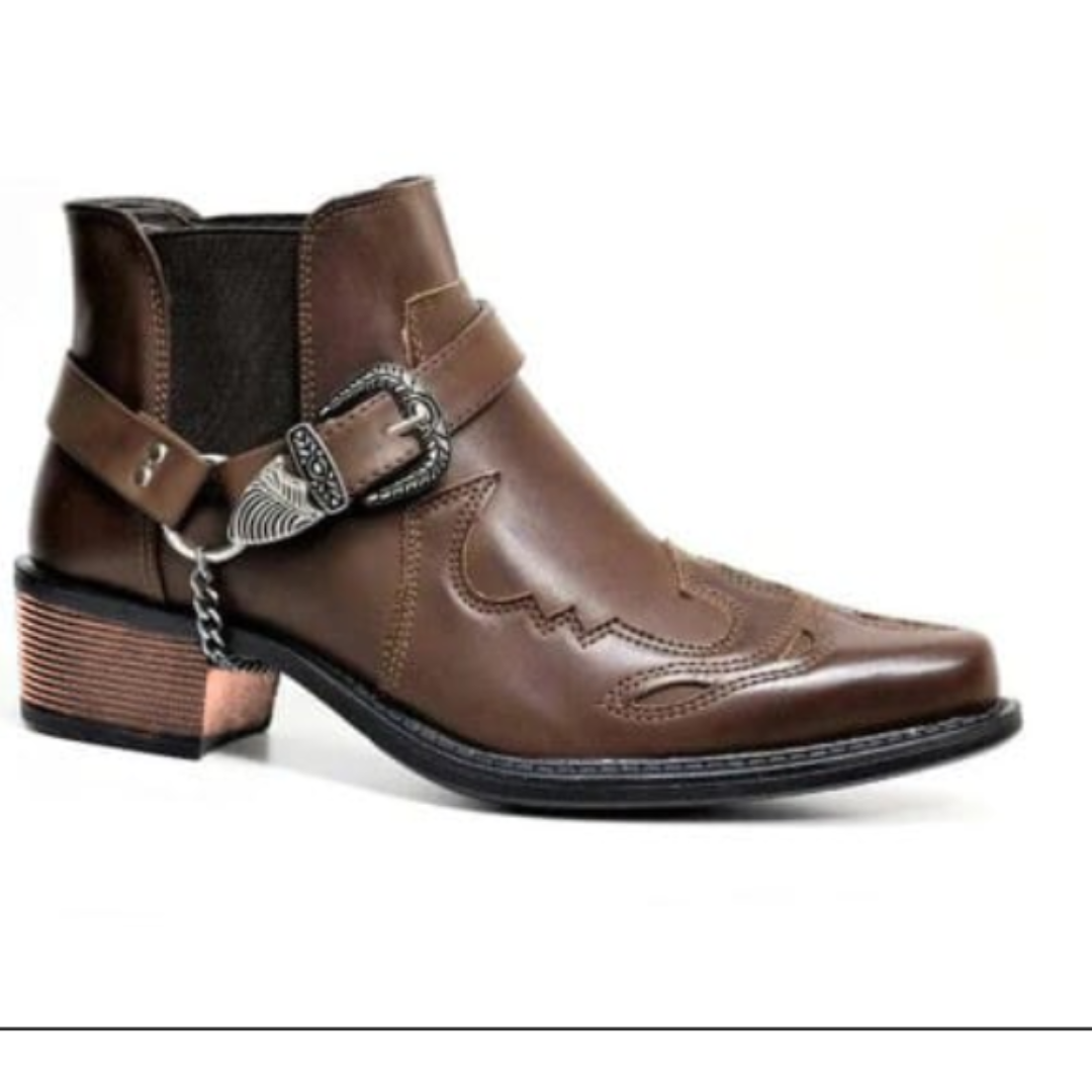Cowboystiefel – Herren-Westernstiefel mit spitzer Zehenpartie-Braun-38-Chaps Herrenmode