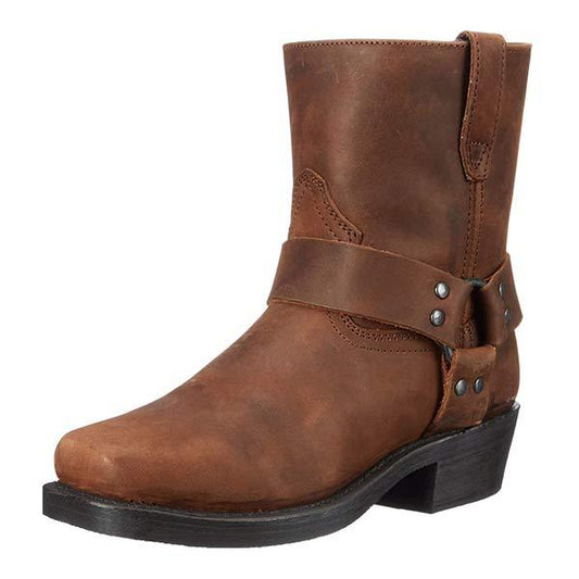 Herren Wadenhoch Stiefel Karree-Spitze Western Leder Schwarz - Eveloria