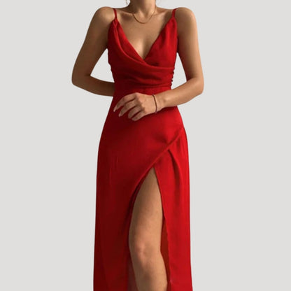 Damen Maxi-Kleid mit Schlitz Hochzeitsgast Schwarz - Eveloria