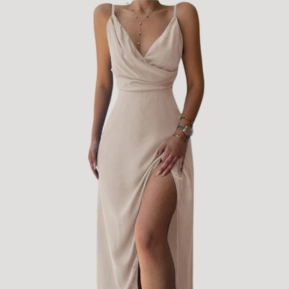 Damen Maxi-Kleid mit Schlitz Hochzeitsgast