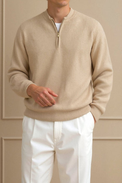 Klassischer Strickpullover Reißverschluss Zeitlos Komfortabel