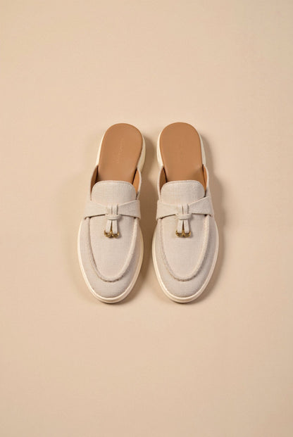 Elegante Damen Loafers Beige Gold Akzenten Komfortabel