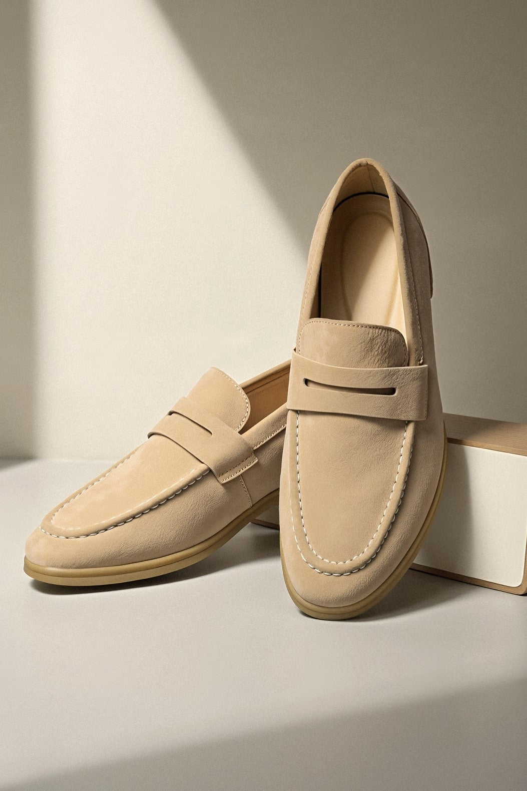 Damen Loafer Beige Elegantes Leder - Norvielle