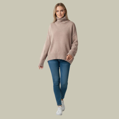 Damen Rollkragenpullover Übergroß Wintersaison