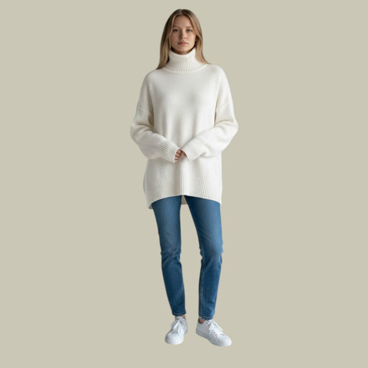 Damen Rollkragenpullover Übergroß Wintersaison - Eveloria
