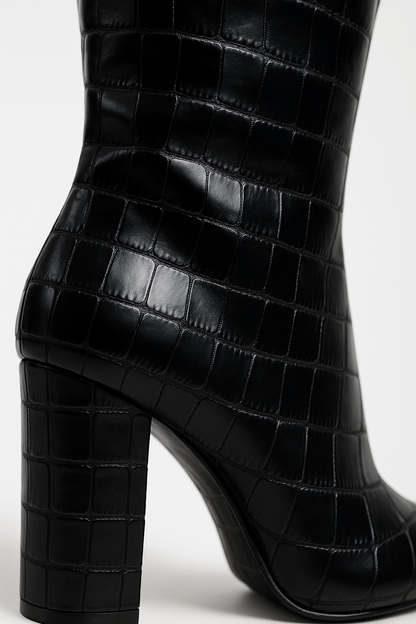 Damen Stiefel Kroko-Muster Quadratischer Absatz