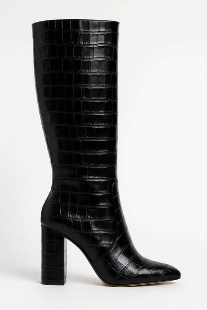 Damen Stiefel Kroko-Muster Quadratischer Absatz - Eveloria