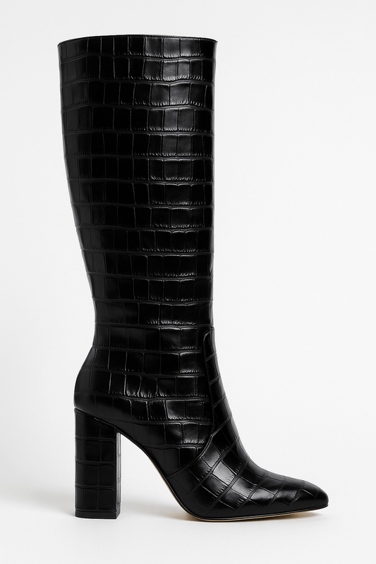 Damen Stiefel Kroko-Muster Quadratischer Absatz - Eveloria