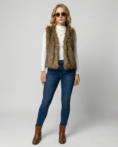 Damen Faux-Fur-Weste