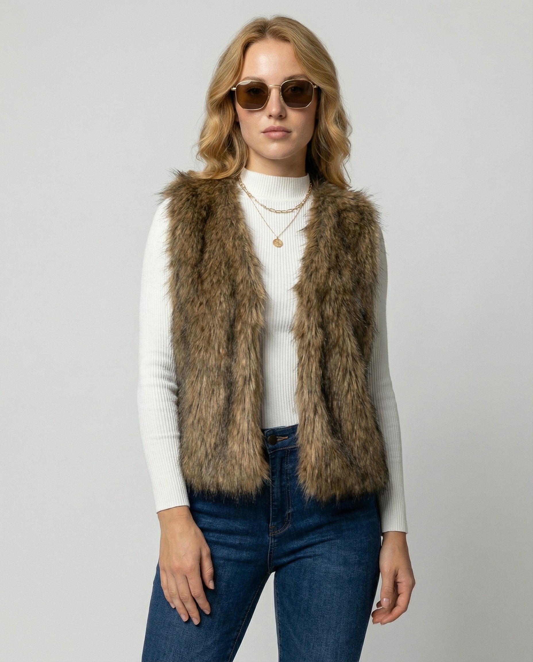 Damen Faux-Fur-Weste - Eveloria
