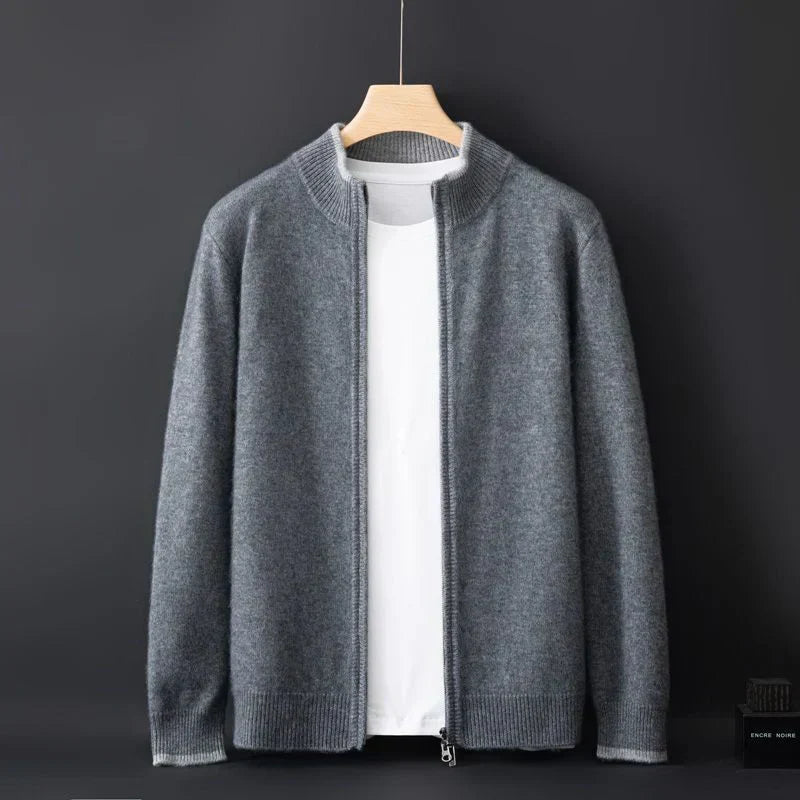 Herren Strickjacke Reißverschluss Stehkragen