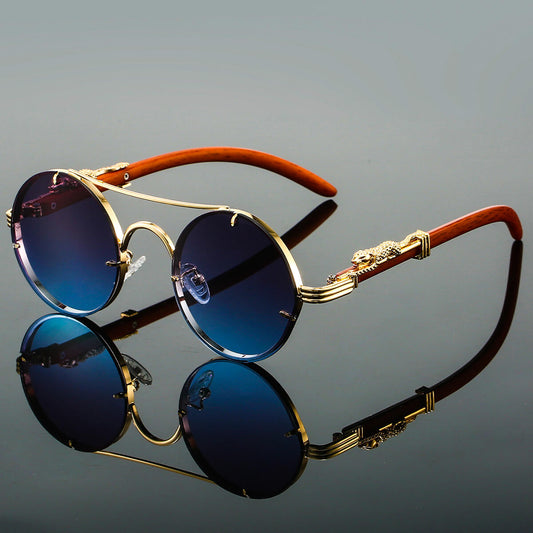 Herren Sonnenbrille Rund Retro Acetat Schwarz - Eveloria