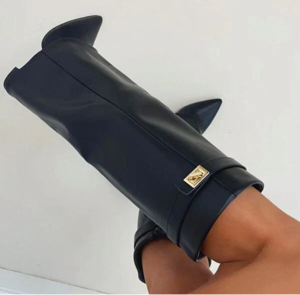 Eveloria Damen Kniehohe Stiefel Leder