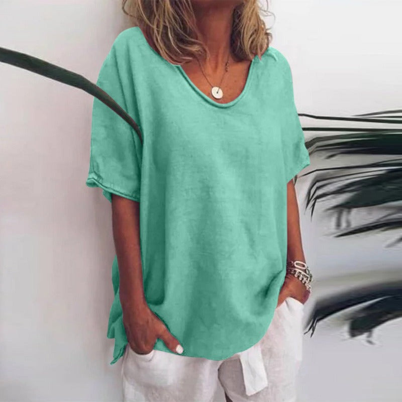 Damen Kurzarm T-Shirt Lässig Lockere Passform
