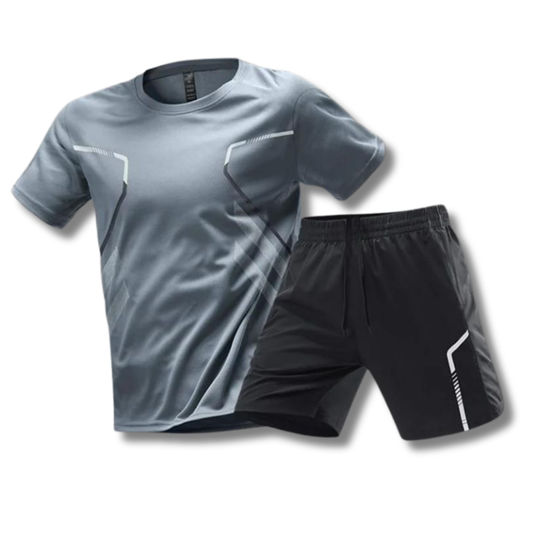 Herren Sportset T-Shirt und Kurze Hose Baumwolle Grau