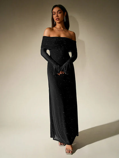 Ella Damen Abendkleid Glitzernd