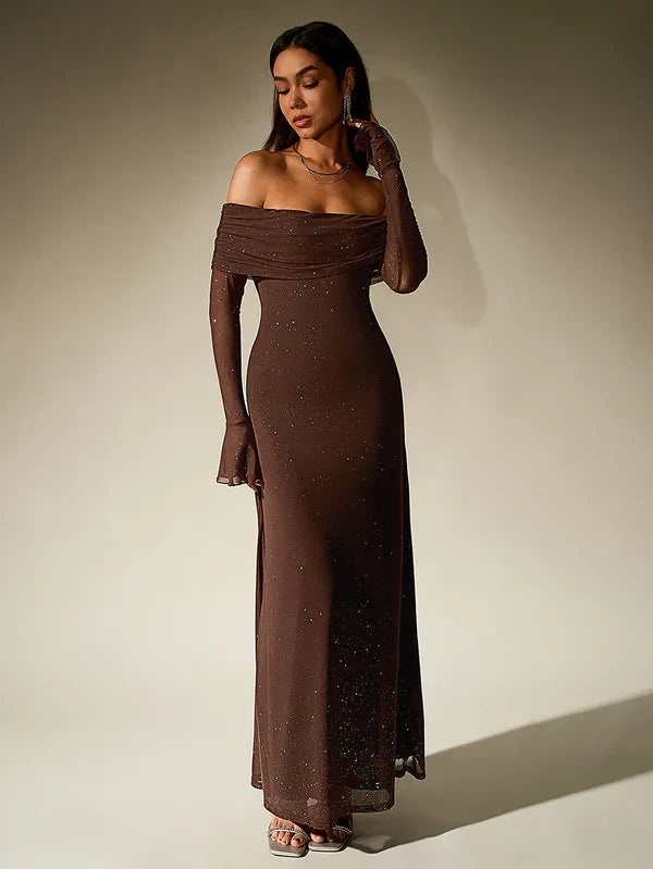 Ella Damen Abendkleid Glitzernd Schwarz - Norvielle
