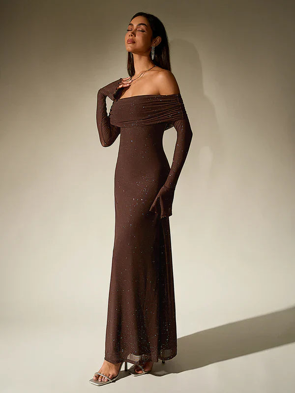 Ella Damen Abendkleid Glitzernd