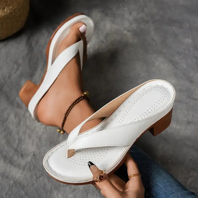Damen Slip On Sandalen Mit Absatz