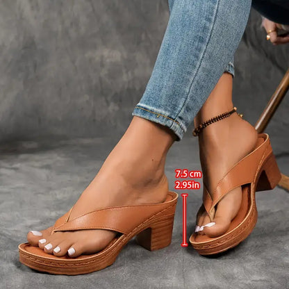 Damen Slip On Sandalen Mit Absatz