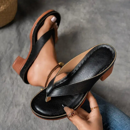 Damen Slip On Sandalen Mit Absatz