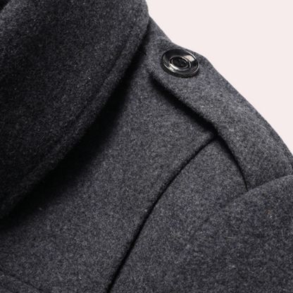 Herren Trenchcoat Doppelkragen Wollmantel