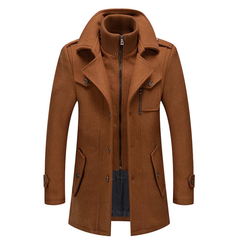 Herren Trenchcoat Doppelkragen Wollmantel