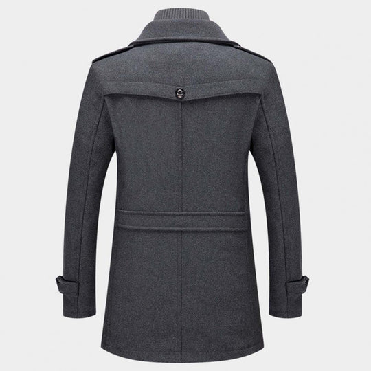Herren Trenchcoat Doppelkragen Wollmantel
