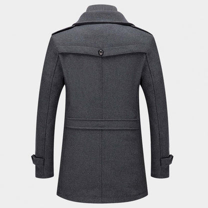 Herren Trenchcoat Doppelkragen Wollmantel